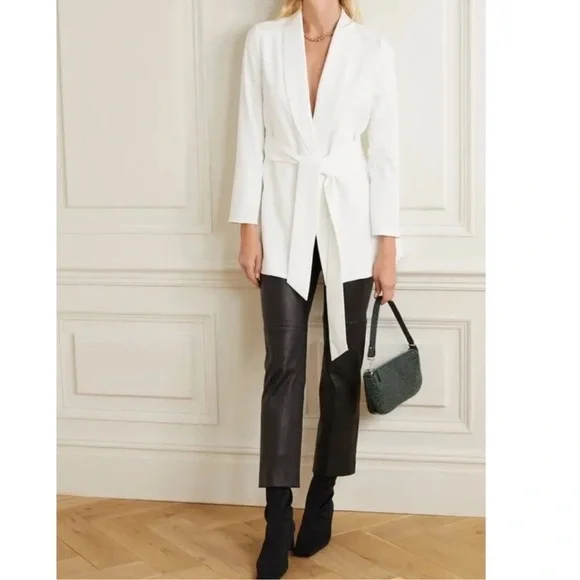 Alice + Olivia Wheaton Shawl Colllar Wrap Blazer in Off White - Picture 1 of 16